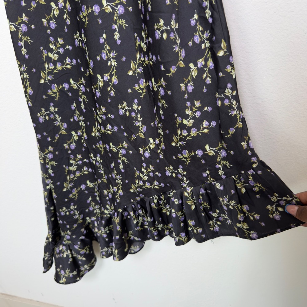 Kimchi Blue y2k Women Babydoll Dress Black Floral Lace Fairy Grunge Asymmetric - Picture 9 of 13